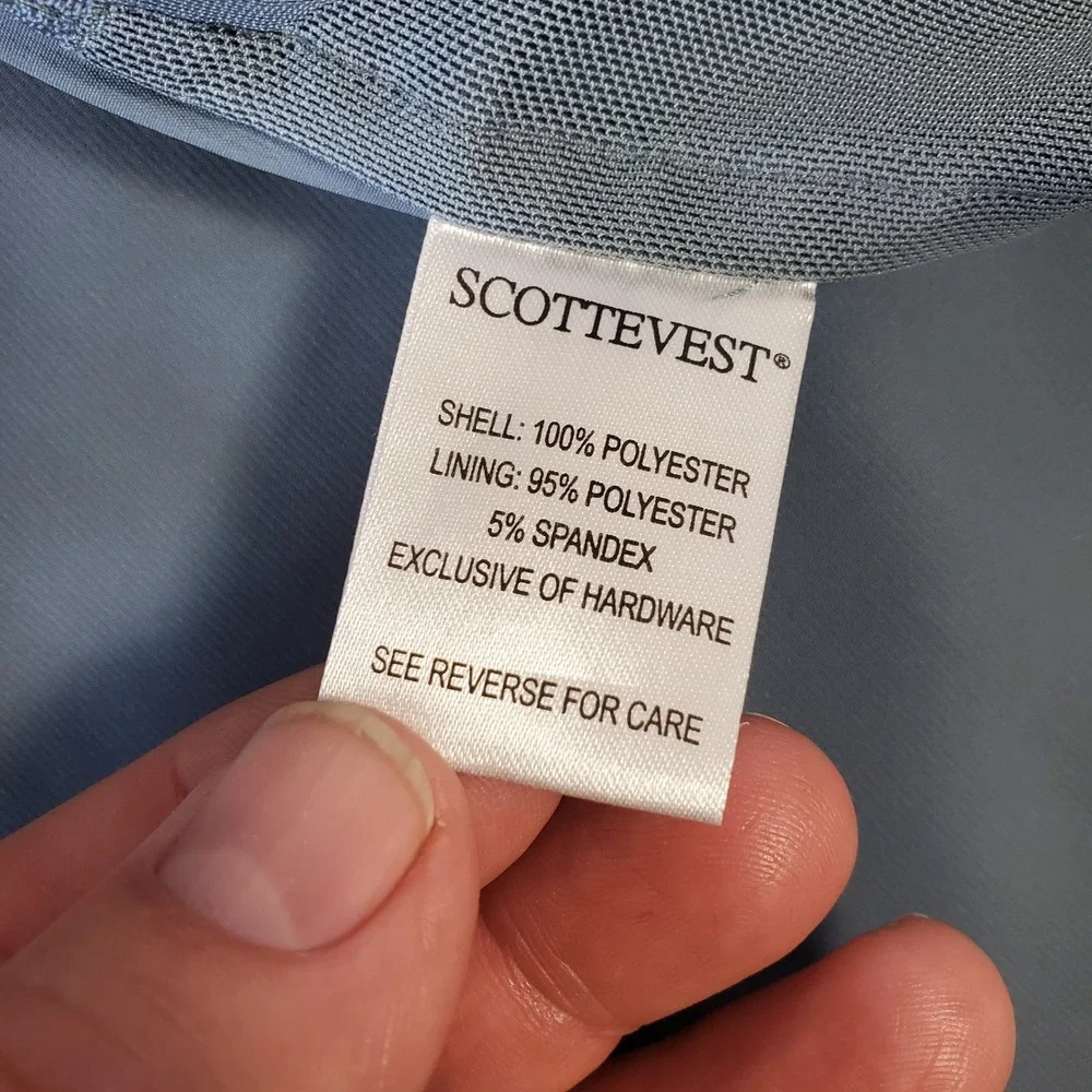 SCOTTeVEST Featherweight Vest Mens XL Blue Gray Multi-Pocket Travel Hiking TEC